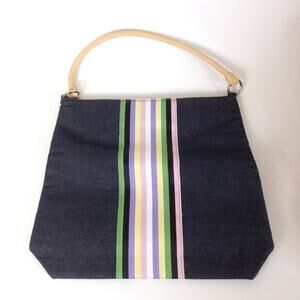 Victoria Secret Striped Denim Purse Handbag23wsa